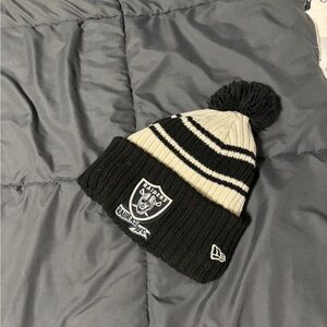 New Era Black and Cream Raiders Beanie